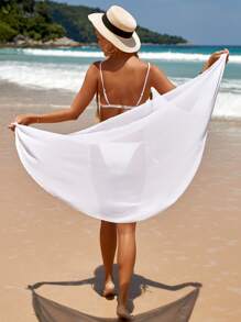 Swim Vcay Summer Beach 2 Packs Solid Cover Up - Black and White - View 8