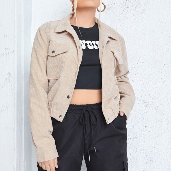 

Plus Flap Pocket Corduroy Jacket, Khaki