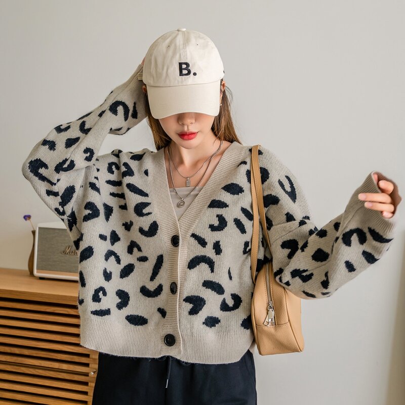 

All Over Pattern Drop Shoulder Cardigan, Multicolor