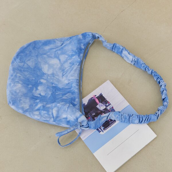 

Tie Dye Ruched Design Crossbody Bag, Baby blue