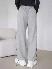 DAZY Fjärilsmönstrade Träningsbyxor med dragsko, Damjoggingbyxor Höst - Grå - Visa 2