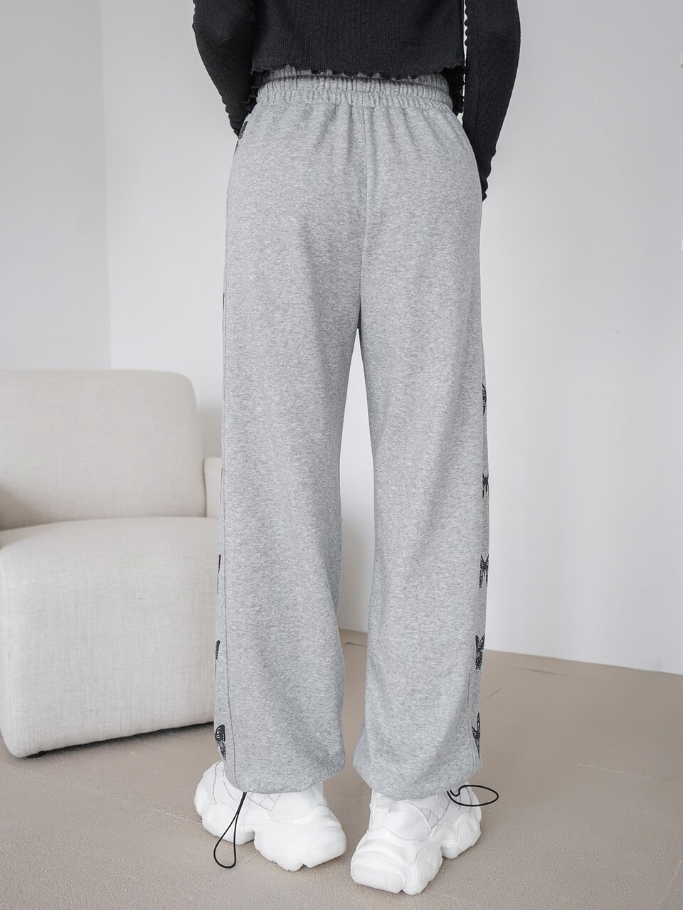Butterfly Print Drawstring Sweatpants,Women Joggers Fall