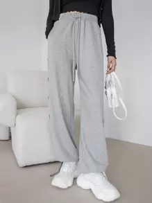 DAZY Fjärilsmönstrade Träningsbyxor med dragsko, Damjoggingbyxor Höst - Grå - Visa 8