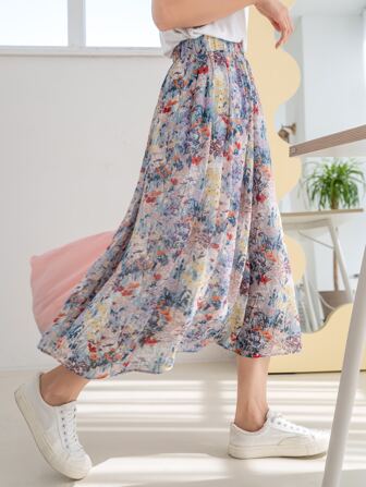 Jupe À Fleurs Taille Haute