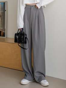 DAZY Quần ống đứng màu trơn công sở thường ngày, quần váy nữ - Xám - Xem 6