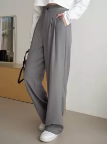 DAZY Quần ống đứng màu trơn công sở thường ngày, quần váy nữ - Xám - Xem 7