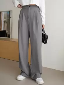 DAZY Quần ống đứng màu trơn công sở thường ngày, quần váy nữ - Xám - Xem 8