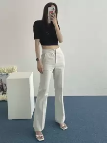 DAZY Tie Back Slim Fit Tee,Crop Tops Women - Black - View 6