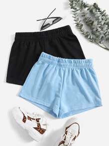 SHEIN EZwear 2 Gói Quần Short Thể Thao Lưng Thun Co Giãn Chắc Chắn - Nhiều màu - Xem 1