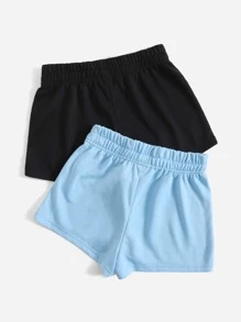 SHEIN EZwear 2 Gói Quần Short Thể Thao Lưng Thun Co Giãn Chắc Chắn - Nhiều màu - Xem 2