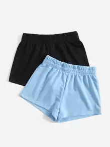 SHEIN EZwear 2 Gói Quần Short Thể Thao Lưng Thun Co Giãn Chắc Chắn - Nhiều màu - Xem 3