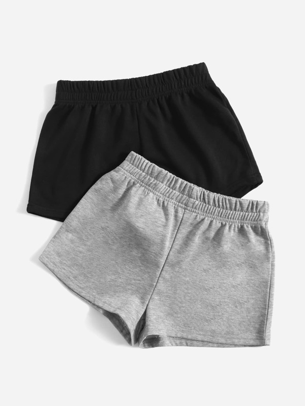 SHEIN EZwear 2 Pack Solid Elastic Waist Track Shorts SHEIN USA