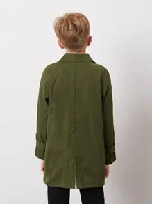 SHEIN Boys Double Breasted Trench Coat - Army Green - View 2
