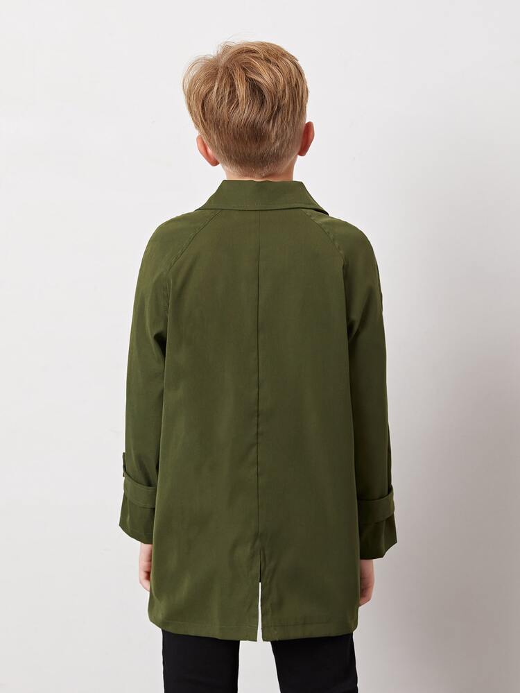 SHEIN 男孩雙排釦風衣外套 - 軍綠色 - 查看 2