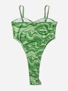 Soleia Allover Print Cami Bodysuit - Green - View 2