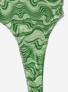 Soleia Allover Print Cami Bodysuit - Green - View 4