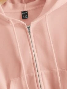 SHEIN Sudadera con capucha con cremallera con cordón - Rosa coral - Ver 3