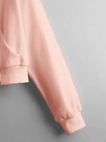 SHEIN Sudadera con capucha con cremallera con cordón - Rosa coral - Ver 4