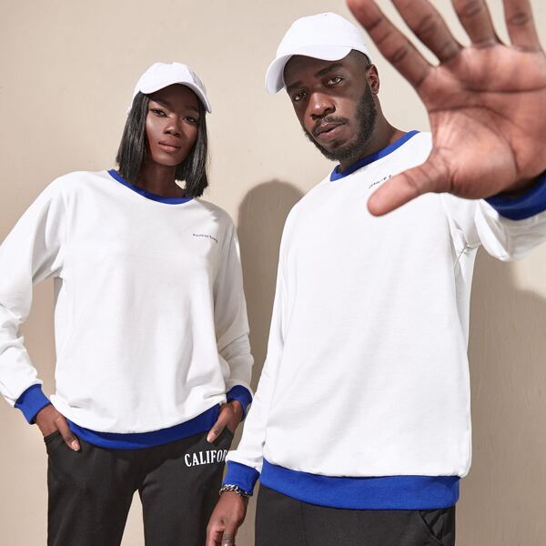 

1pc Letter Graphic Sweatshirt, White