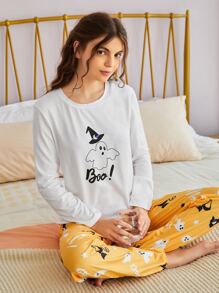Conjunto de pijama con estampado de halloween - Multicolor - Ver 1