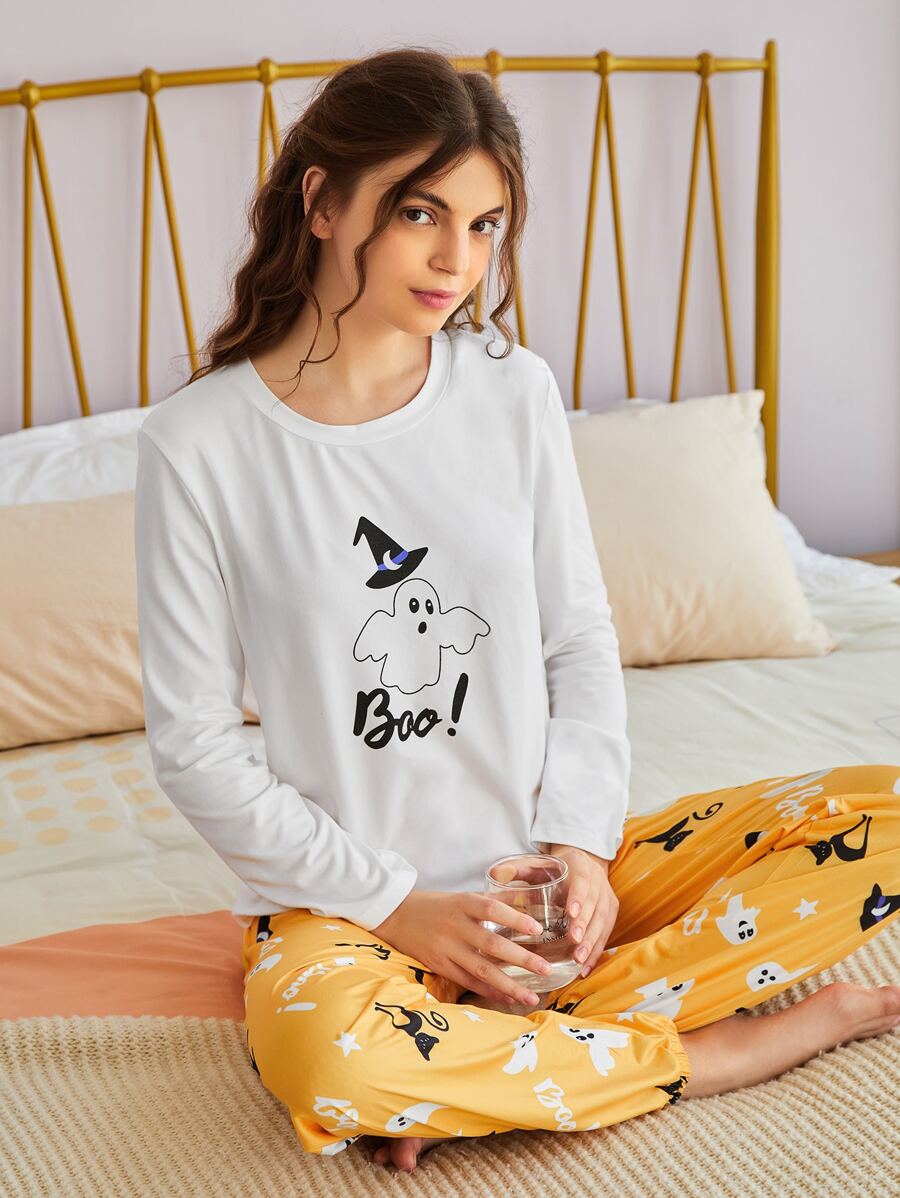Conjunto de pijama con estampado de halloween - Multicolor - Ver 1