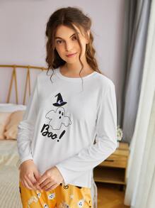 Conjunto de pijama con estampado de halloween - Multicolor - Ver 4