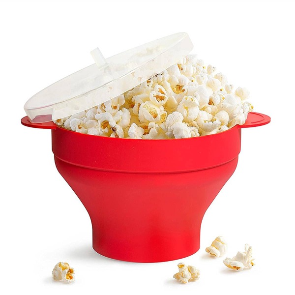 

1pc Silicone Popcorn Bowl, Red