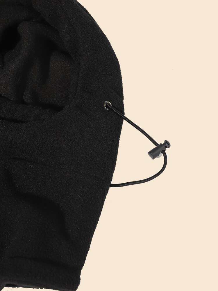 1入組男士巴拉克拉法帽抽繩細節帽 - 黑色 - 查看 4