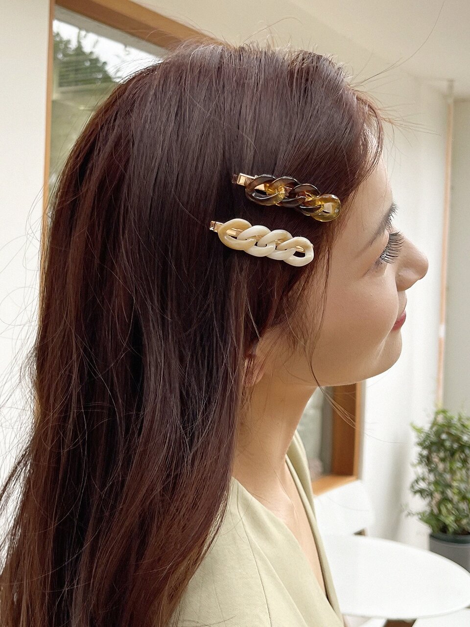 2pcs Chain Decor Hair Clip