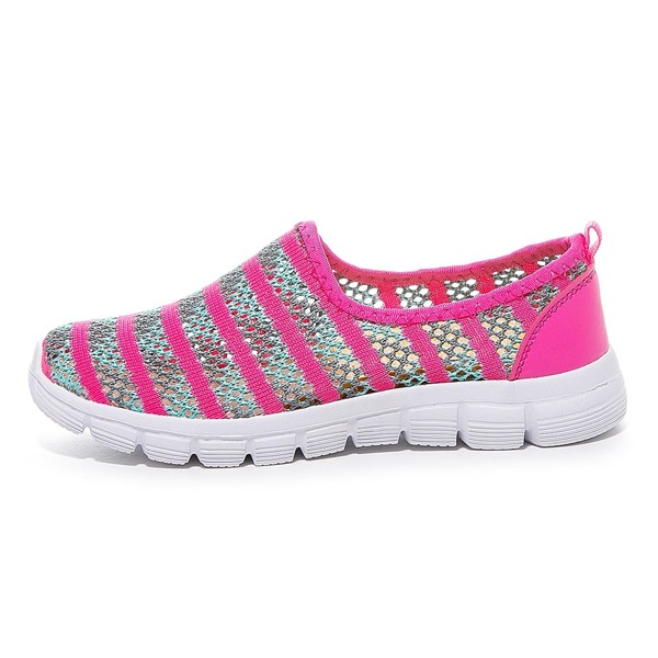 

Striped Hollow Out Slip On Flats, Hot pink