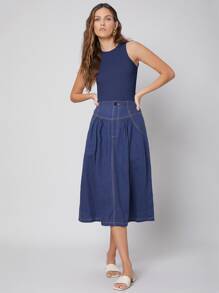 MOTF PREMIUM Top tank de canalé de viscosa - Azul Marino - Ver 5