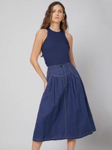 MOTF PREMIUM Top tank de canalé de viscosa - Azul Marino - Ver 8