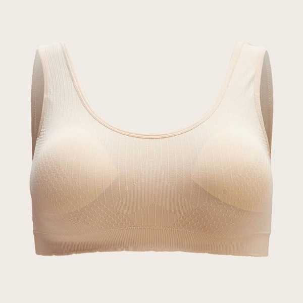 

Plus Solid Rib Bralette, Apricot