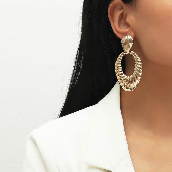 

Textured Metal Earrings, Gold