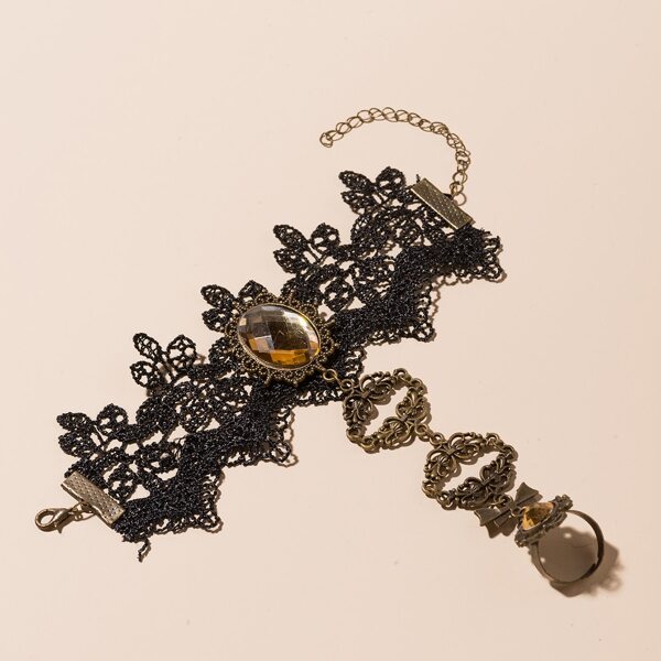 

Lace Decor Bracelet With Ring, Champagne