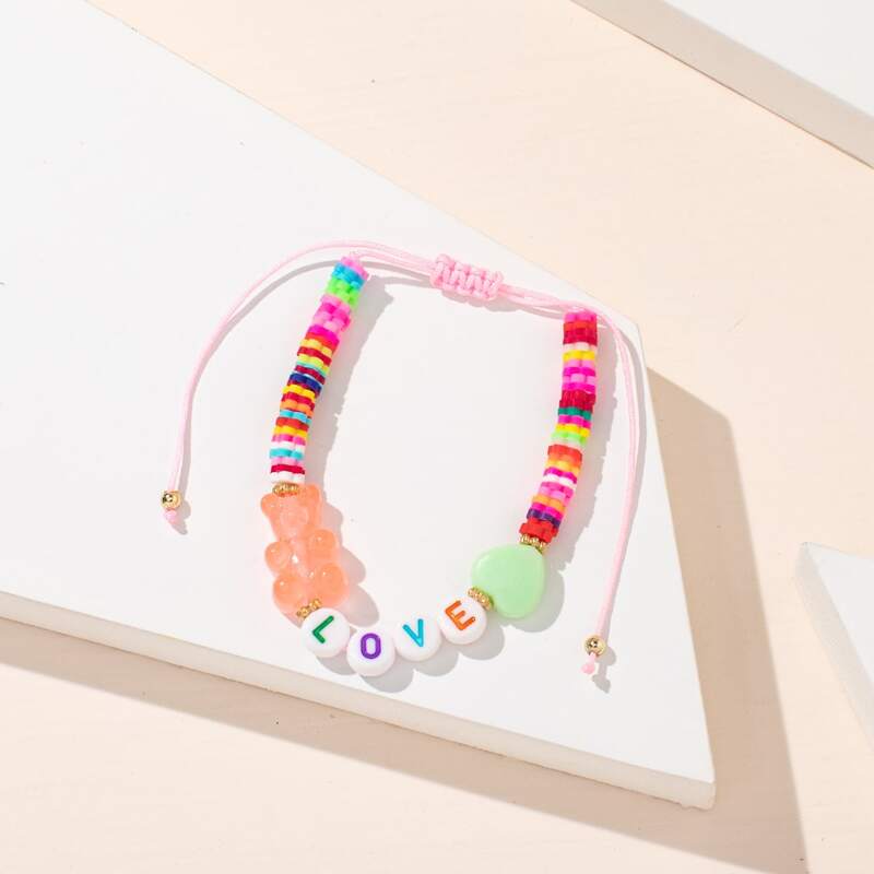 

Bear Decor Beaded Bracelet, Multicolor