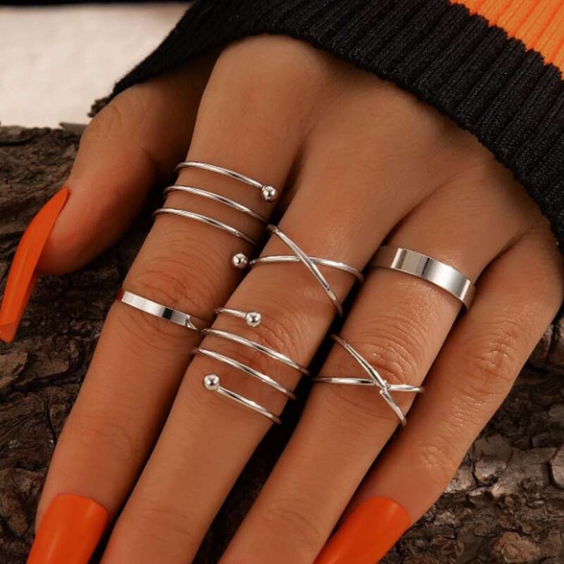 

6pcs Minimalist Ring, Silver