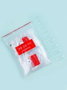 Elevate Your Style with 500pcs bagged transparent long square resin extended full coverage fake nails suitable for women and girls - Clear - View 1