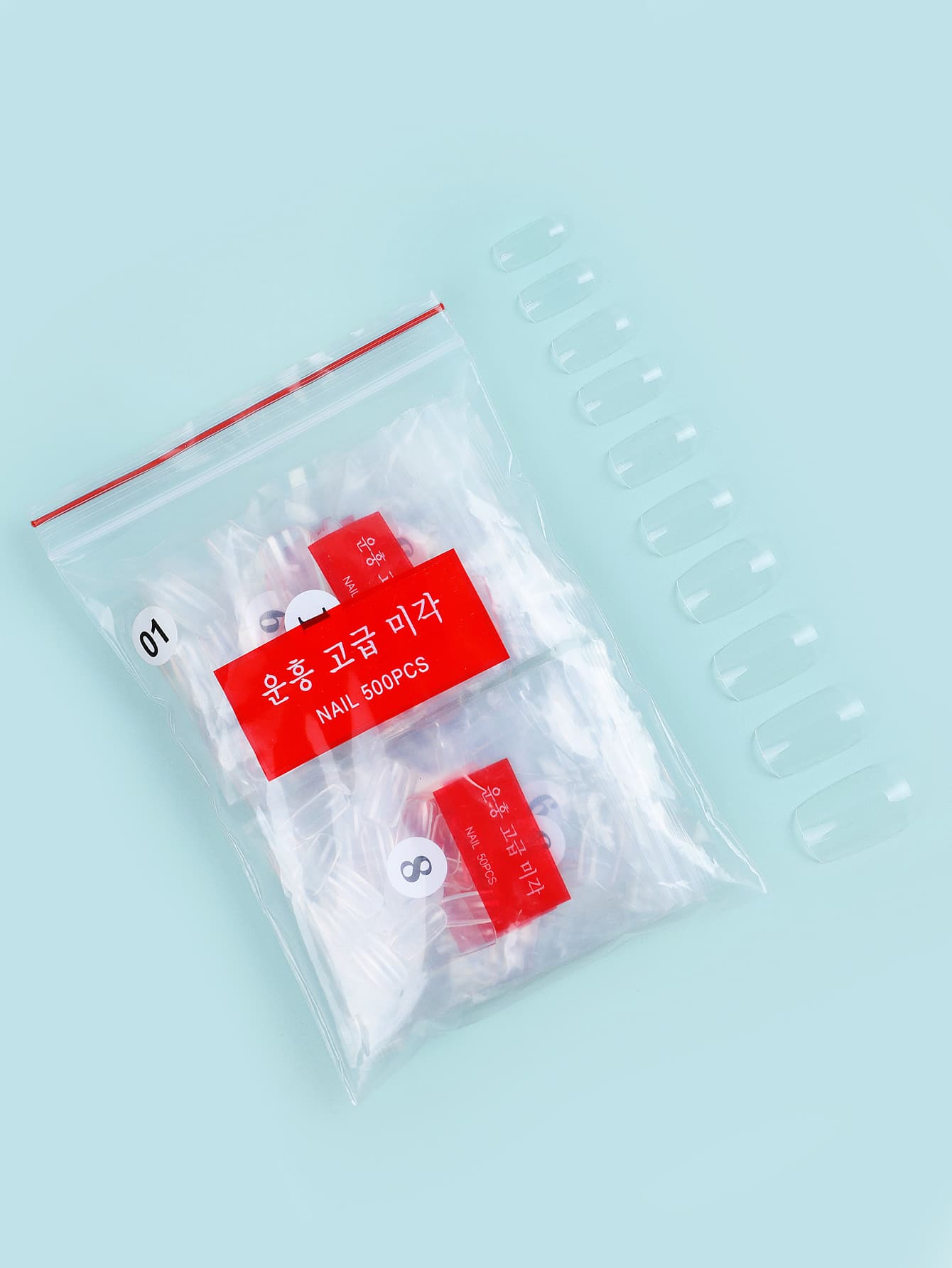 Elevate Your Style with 500pcs bagged transparent long square resin extended full coverage fake nails suitable for women and girls - Clear - View 1