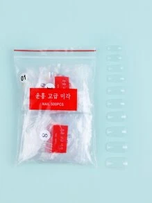 Elevate Your Style with 500pcs bagged transparent long square resin extended full coverage fake nails suitable for women and girls - Clear - View 2