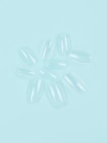 Elevate Your Style with 500pcs bagged transparent long square resin extended full coverage fake nails suitable for women and girls - Clear - View 3