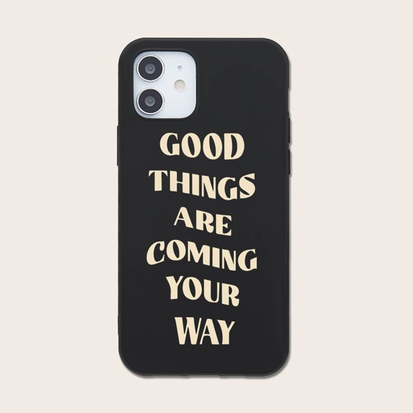 

Letter Graphic Phone Case, Black