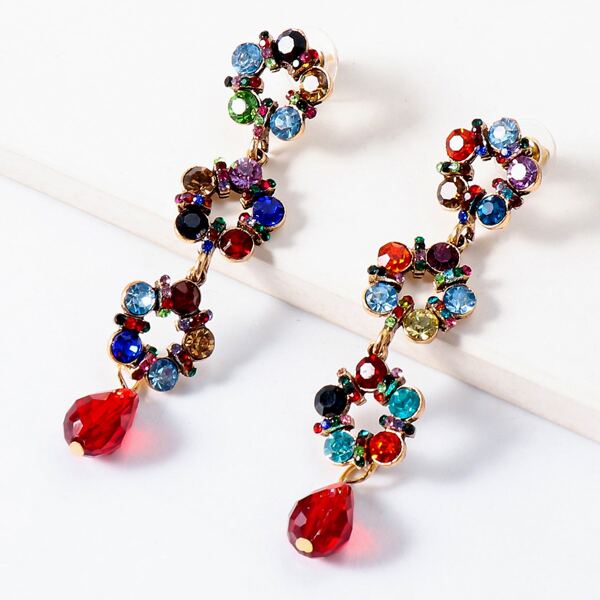 

Rhinestone Decor Drop Earrings, Multicolor