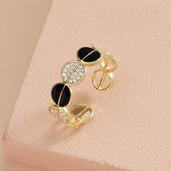 

Rhinestone Decor Cuff Ring, Gold
