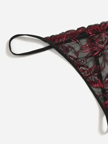 Set de lencería con encaje floral - Burdeos - Ver 3