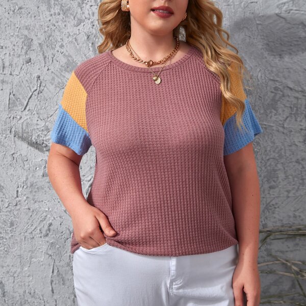 

Plus Raglan Sleeve Colorblock Tee, Multicolor