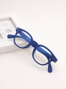 1 副男女通用儿童/成人经典矩形复古眼镜，适合日常阅读 - 寶藍色 - 查看 1
