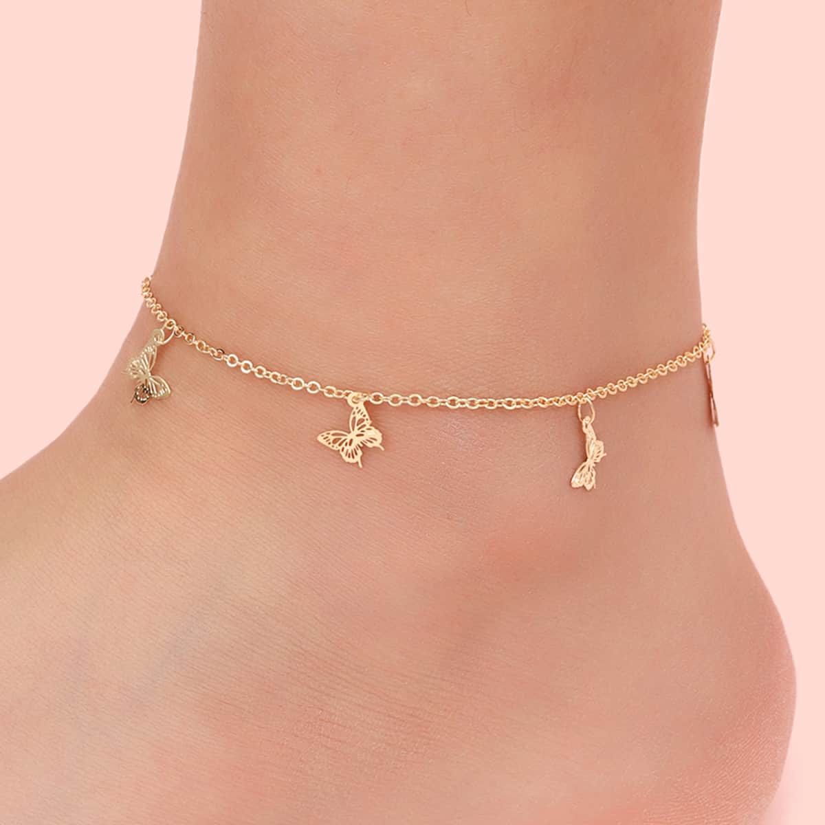 

Butterfly Charm Chain Anklet, Gold