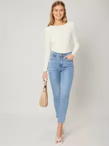 SHEIN Twist Back T-Shirt - Beige - View 10