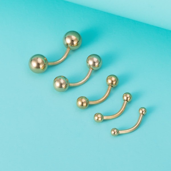 

5pcs Ball Decor Eyebrow Ring, Gold